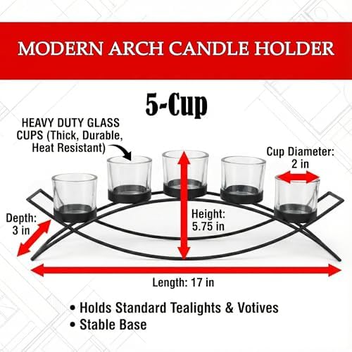 Seraphic Dining Table Centerepiece Decor, Tealight Candle Holder, Black - Image 5