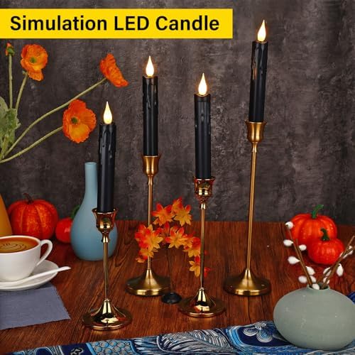 Baquler 24 Pcs 6.5" Black Flameless Taper Candle LED Stick Battery Operated - Image 4