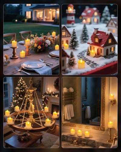 SoulBay Flameless Candles Rechargeable with Remote, 6pcs Electric LED Fake White Votive Candles with Charging Base and Timer, Flickering Decorative Lights for Home Table Holidays Christmas Décor - Image 6