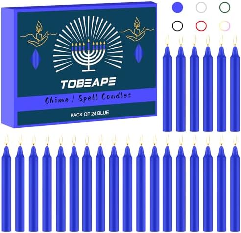 Tobeape 24 Pack Blue Spell Chime Candles, 4" Unscented Mini Taper Candles by Tobeape