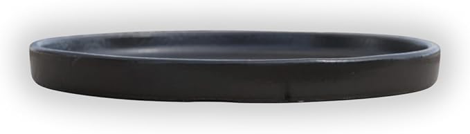 Ceramic 13.5 Inch Plant Saucers (Pack of 2) - Round Black Flower Pot Trays - Handcrafted, Durable Planter Bases