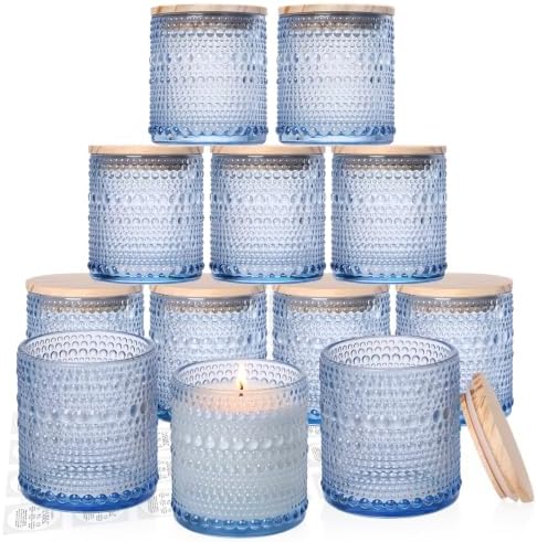 DARJEN 12 Pcs 8oz Glass Candle Jars with Lids, Candle Tins-Blue by DARJEN