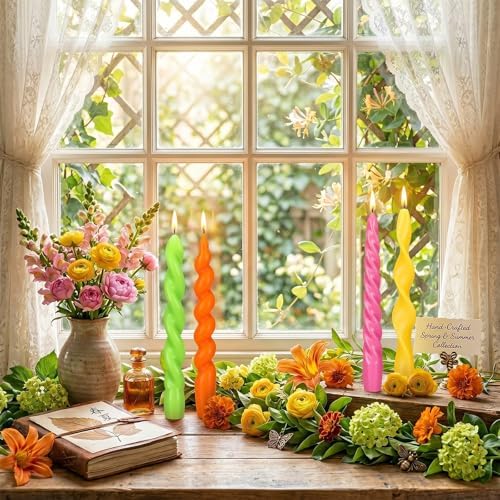 Nuanchu 4 Pcs Twisted Taper Candles,7.87 Inch,Pure,Neon - Image 6