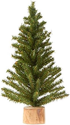 Small Artificial Canadian Pine Christmas Tree by Factory Direct Craft Mini 18 inch Artificial Pine Christmas Tree with Real Wood Base - Add to Holiday Décor and Decorations in Home or Office by FactoryDirectCraft