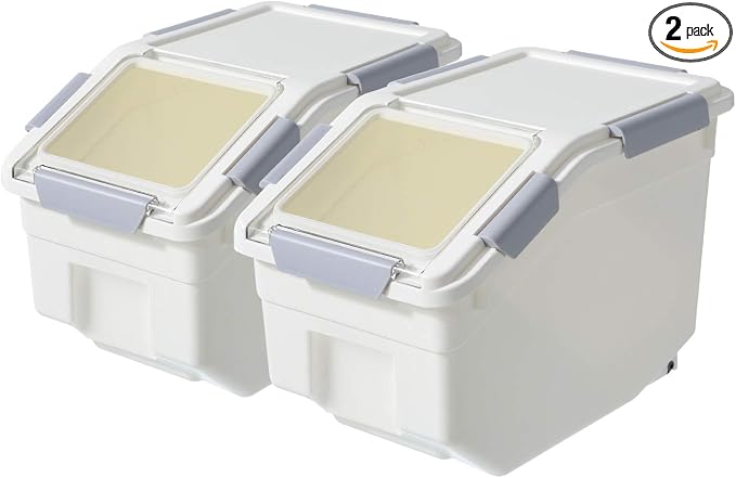 CITY BABY 2 Pack Airtight Flour Storage Container With Scoop,Dry Food, Sugar, Baking Supplies,Rice Container Set -BPA Free- Pet Food Storage Container,Dog Cat Birds Food Bin(13LB)