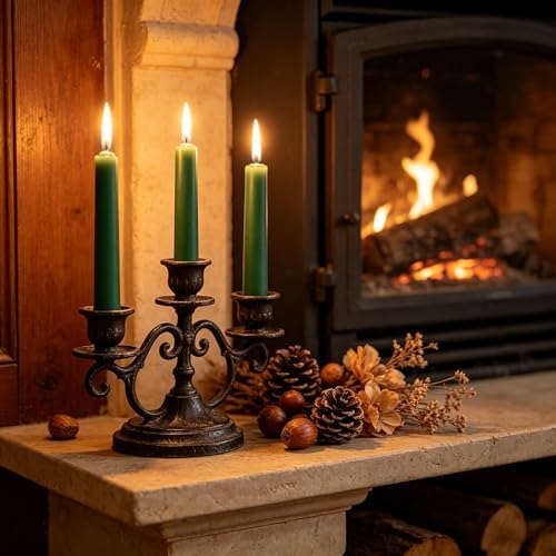 Hunter Green Taper Candles for Home Decoration, 20 Pack 10 Inch Unscented Dripless Candlesticks for Dinner Party Wedding - Image 2