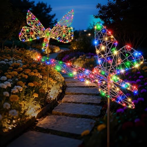 Lomotech Solar Garden Lights - 18" 240 LEDs Butterfly Multicolor - Image 5