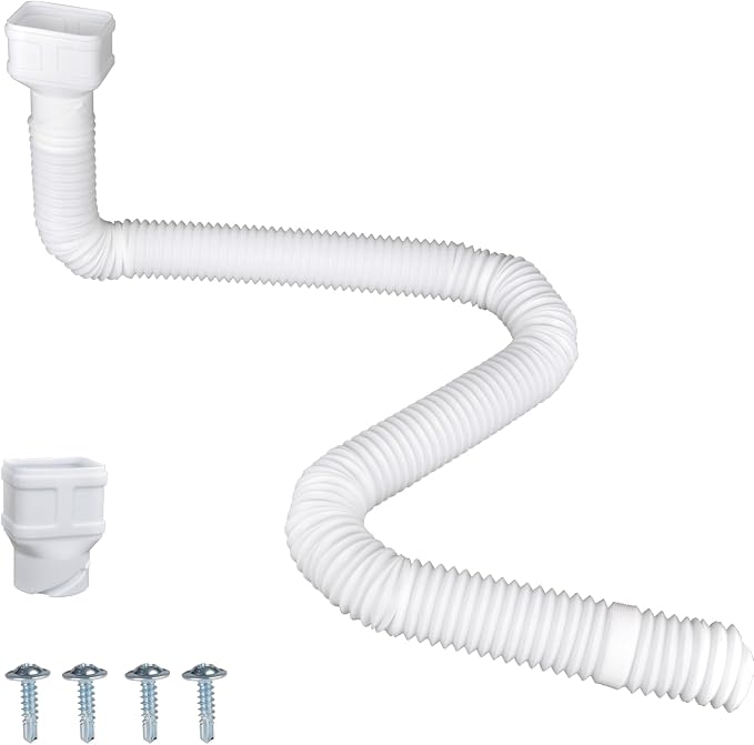 Prestantious 16.5ft Long Gutter Downspout Extensions, Downspout Extender Drainage Pipe for 2"×3" and 3"×4" Downspout, Outside Diameter 3.1 Inches, Pipe Stretched Length 16.5ft (White-1 pack)