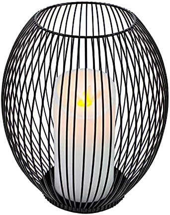 OLEEK Small Outdoor Candle Holders for Patio - Pillar Candle Holder - Black Wire Candle Holder for Table Centerpiece - Iron Lantern Decorative Candles - Farmhouse Decor Fireplace Metal Candle Holders by OLEEK