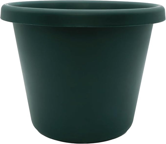 The HC Companies Classic Round Plastic Plant Pot w/Rolled Rim - Lightweight & UV Resistant Flower Pot for Herbs & More - Outdoor & Indoor Plant Pots w/Drainage (14 inch Evergreen, Pack of 1)