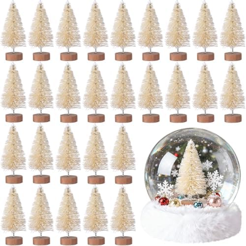 Sumind 96 Pcs Mini Bottle Brush Trees Small Christmas Trees, Beige by Sumind
