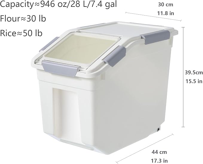CITY BABY 2 Pack Airtight Flour Storage Container With Scoop,Dry Food, Sugar, Baking Supplies,Rice Container Set -BPA Free- Pet Food Storage Container,Dog Cat Birds Food Bin(30LB)