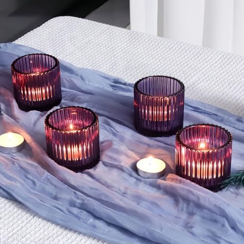 VOHO 6pcs Purple Votive Candle Holders for Table Centerpiece Halloween Deco - Image 3