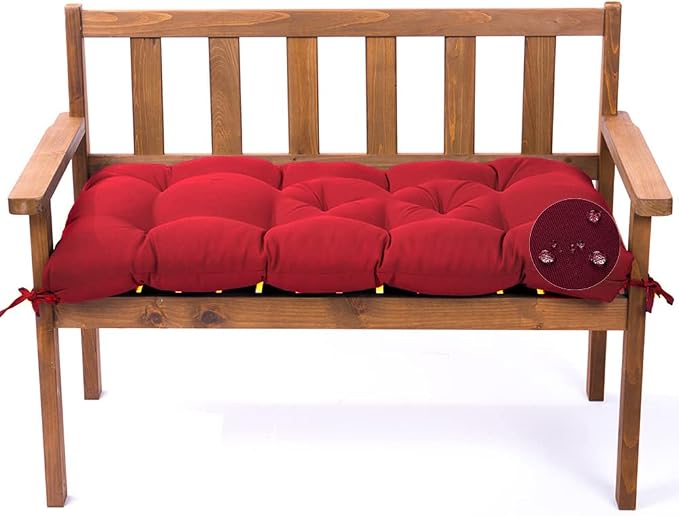 Outdoor Bench Cushion, Waterproof Swing Cushion Bench Seat Cushion, Swing Chair Replacement Seat Pads Cushion Pillow for Lounger Garden Furniture Patio Metal Wooden Bench (Wine Red, 39.37x20in)