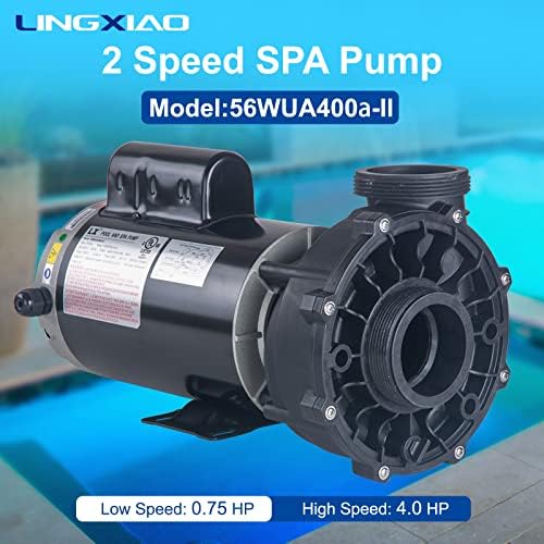 4HP Hot Tub Pump - 2 Speed LX SPA Pump Motor 230V, Connect to 2.5" Port, Super Flow Rate 267GPM (Mode: 56WUA400a-II)