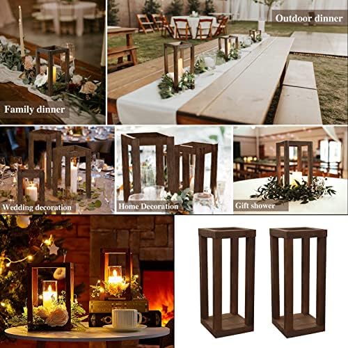 2 Sets 12" Rustic Wedding Table Decoration Farmhouse Decor Wooden Candle Holder Wedding Decoration - Image 4