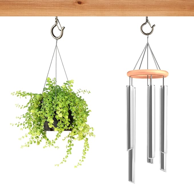 FSAH 48 PCS Q-Hanger Hooks, Screw Hooks for Outdoor String Lights, Safety Buckle Design Cup Eye Hook for Hanging Christmas Lights, Plants, Mounted on Wall Ceiling, Include 1 Wing Nut Driver, Copper