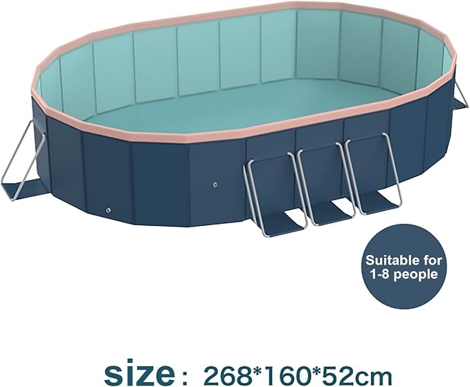 Montary Foldable Large Non-Inflatable Oval Swimming Pool for Family - Hard Plastic Shell, Oversized Thickened Design, Portable Collapsible Backyard Pool-105.5"x63"x20.5"