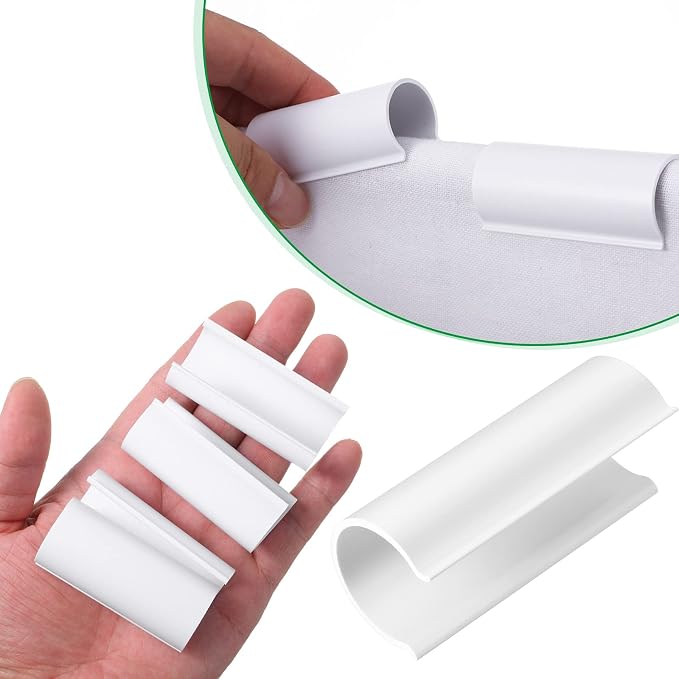 Jetec 64 Pieces PVC Pipe Clips Pool Cover Clamps for Above Ground Pools for Greenhouses, Row Covers, Shelters, Bird Protection, 2.4 Inches Long(1 Inch,White)