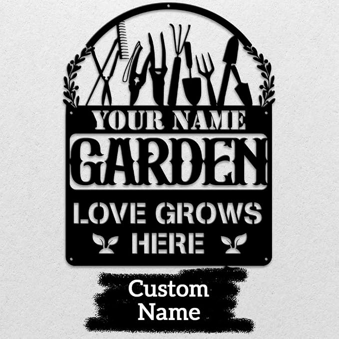 MeMate Personalized Metal Garden Signs Outdoor Decor, Custom Plaque for Women Mom Grandma, Rustic Decorations for She Shed, Potting Shed (01)