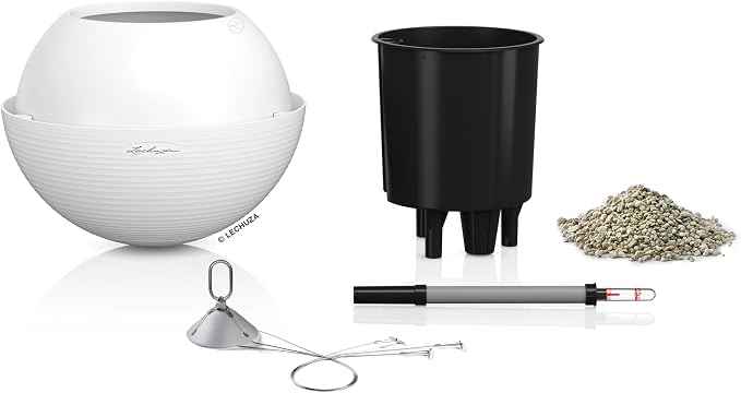 Lechuza BOLA Color 32 White, Self-Watering Hanging Planter, D12.6 H9.8 in