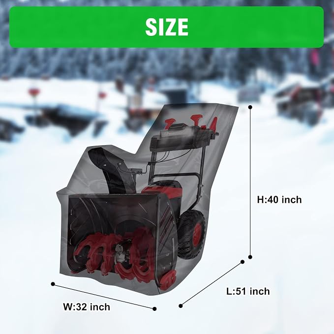 Snow Blower Cover, 600D Heavy Duty Waterproof Oxford Cloth, Universal Fit, Outdoor Protection, Snowblower Cover Universal - Black