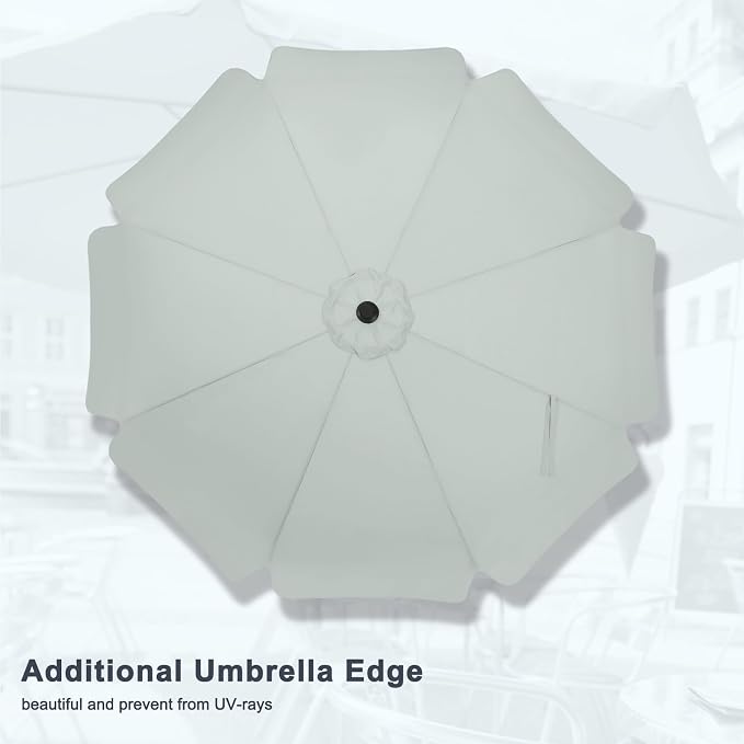 MASTERCANOPY 9ft Patio Umbrella with Valance, Crank and Tilt – 8 Ribs Outdoor Market Umbrella, UV/Fade Resistant, Waterproof Canopy with Wind Vent for Garden, Deck, Backyard, Pool (Light Gray)