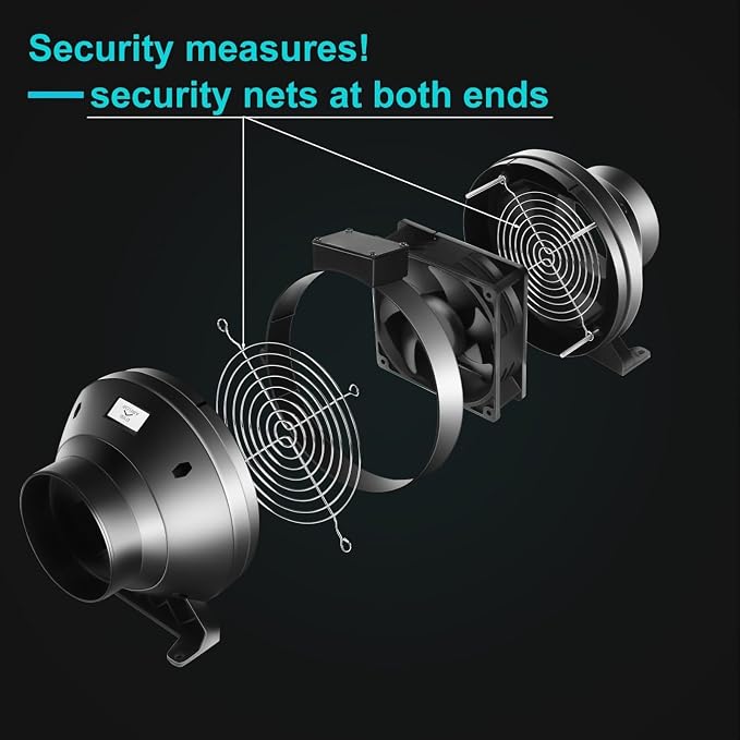 Air Filtration Kit, 4" 190 CFM Inline Duct Fan with Speed Controller, 12" High Carbon Filter, 8 Ft Ducting & Rubber Coupler, Air Cooling and Filtration Kit for Grow Tent, Hydroponics