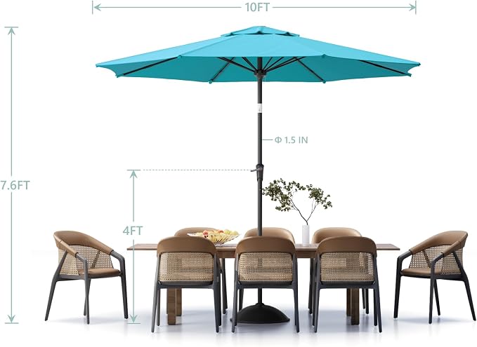 Sannwsg Patio Umbrellas, Pool Umbrella with 8 Sturdy Ribs, Outdoor Umbrella with Push Button Tilt/Crank, Deck Umbrellas, Market Umbrela Table for Backyard, Deck, Garden, Pool