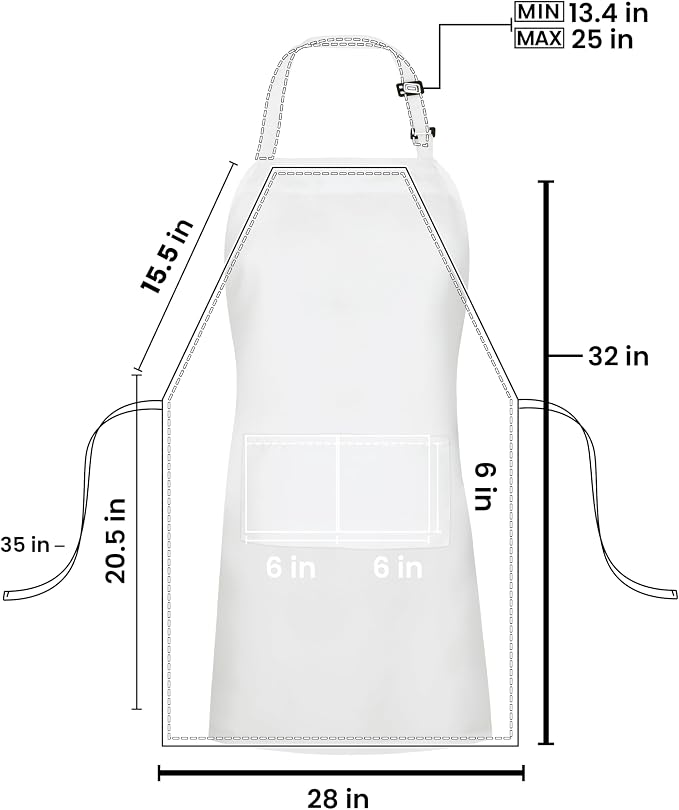 Utopia Kitchen 10 Pack Bib Apron Adjustable with 2 Pockets, Water and Oil Resistant, Cooking Kitchen Chef Apron for Women Men