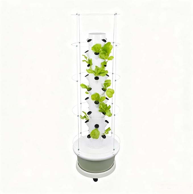 Hydroponics Growing System, 36 Pods Large Vertical Hydroponic Growing Tower with with Climbing Trellis, 9-Tier Indoor Gardening System for Herb Vegetable Fruit (Light Green, 36 Pods)
