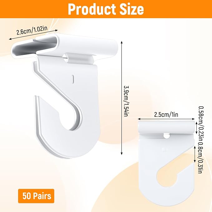 100 PCS Heavy Duty Drop Ceiling Hooks, White Aluminum T-Bar Clips Holds 20 lbs, No-Tool Installation Ceiling Hangers for Learning Places, Office, Home, Plants & Decorations