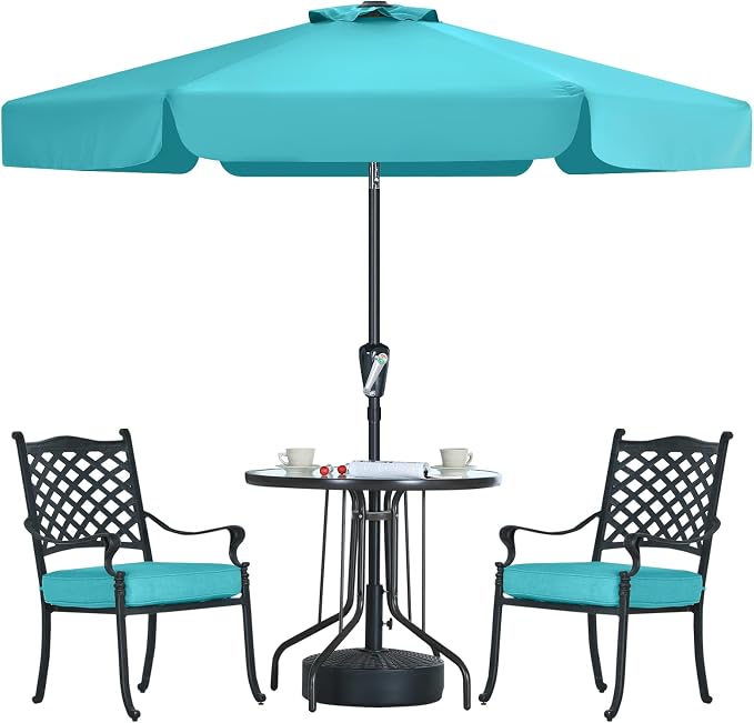 MASTERCANOPY 7.5ft Patio Umbrella with Valance, Crank and Tilt – 6 Ribs Outdoor Market Umbrella, UV/Fade Resistant, Waterproof Canopy with Wind Vent for Garden, Deck, Backyard, Pool (Turquoise)