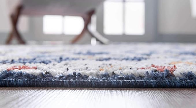 Unique Loom Morocco Collection Abstract Border, Diamond, Bohemian Area Rug (2' 7 x 10' 0 Runner, Multi/Blue)