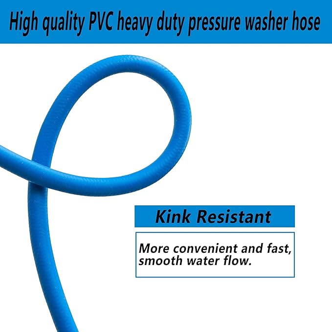 FIXFANS Pressure Washer Hose – 1/4" X 100 FT High Power Washer Extension Hose – Kink & Wear Resistant High Pressure Hose for Replacement – Compatible with M22 Fittings – 3600PSI