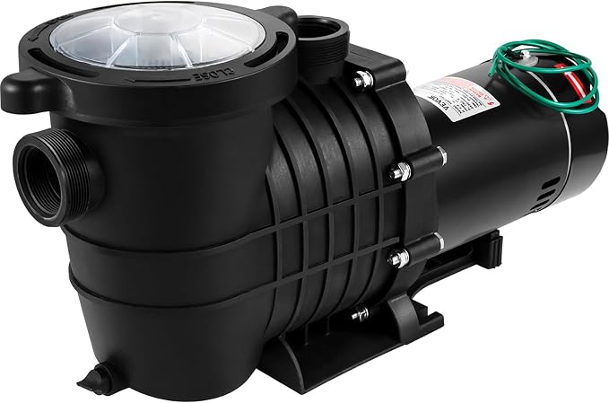 VEVOR 1HP Swimming Pool Pump, Dual Voltage 110V/220V, Circulates 5544GPH for Efficient Water Movement Above Pools, Includes Strainer Basket & Two 1-1/2'' NPT Connectors