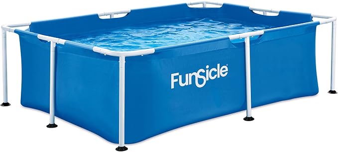 Funsicle 7' x 5' x 24" Durable Rectangular Above Ground Activity Lap Pool with SmartConnect Technology for Ages 6 and Up, Blue