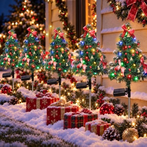 GIGALUMI Solar Christmas Tree Lights, Outdoor Decor Multicolored 5 Pack by GIGALUMI