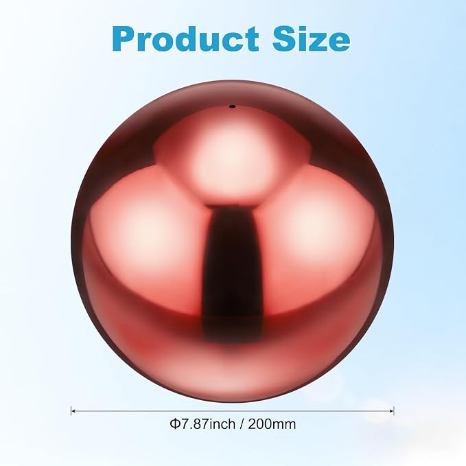 M METERXITY 1-Pack Garden Gazing Globes Ball 8 Inch 201 Stainless Steel Hollow Mirror Reflective Floating Ball for Garden/Pond/Home/Yard Outdoor Decoration [Ruby Red]