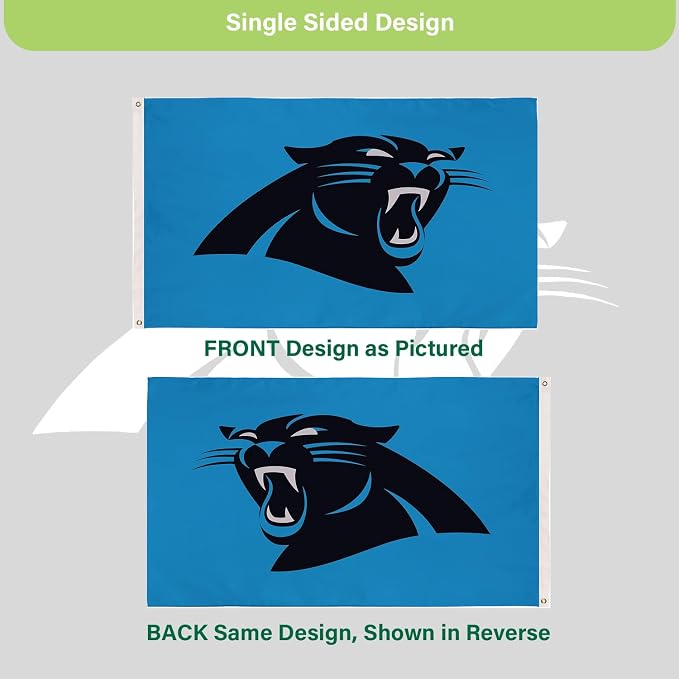 NFL Carolina Panthers 3 x 5 Outdoor Durable House Flag with Grommets | Sport Team Flag & Banner | Indoor Wall Decor Flag for Room | Works with Flag Poles for Outside House