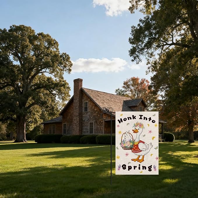 Seasonal Garden Flags - Funny Goose Double Sided Flags Set of 11 Holiday Farmhouse Indoor Halloween Christams Gifts Outdoor Yard Lawn Decorations 12.5x18 Inch