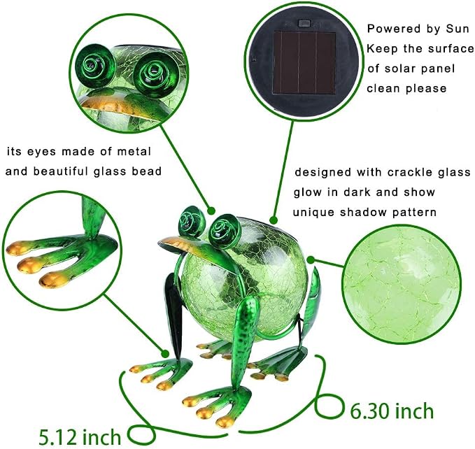 Solar Garden Lantern Waterproof LED Frog Solar Lights Outdoor Decorative Tabletop Lanterns Lamp for Pool Decor and Yard Patio Table Decoration or Mother's Day Gifts