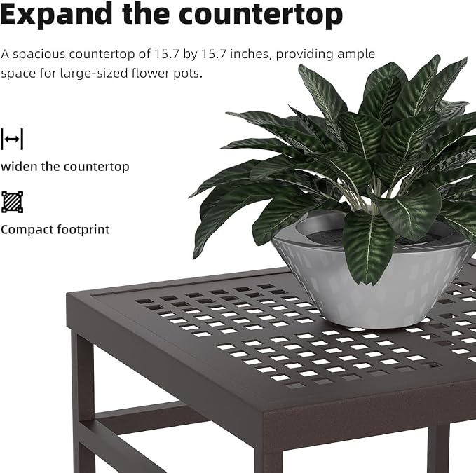Aluminum Plant Stand Indoor &Outdoor Heavy Duty Rustproof | Indoor/Outdoor Extra-Sturdy Aluminum Plant Stand – Ideal for Patios, Gardens, Living Room Decoration（Brown）