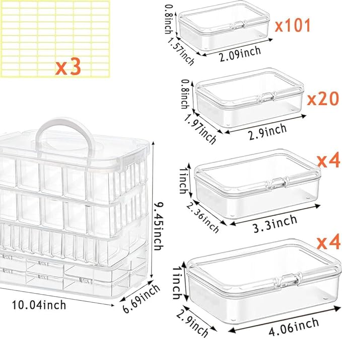 131pcs Bead Storage Container,4Tier-Bead Organizer Boxes And Craft Storage Boxes, Storage Stackable portable box,DIY Jewelry Craft Nails, Bracelets, Jewelry, Diamonds, Pens, (4Tier)