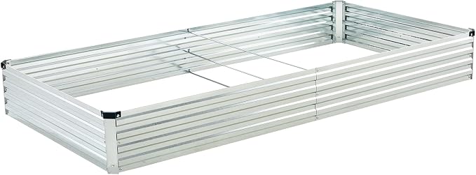 zunatu 6x3x1ft Galvanized Raised Garden Bed,Outdoor Planter Box Metal Patio Kit Planting Bed for Vegetables Flowers and Succulents, Silver