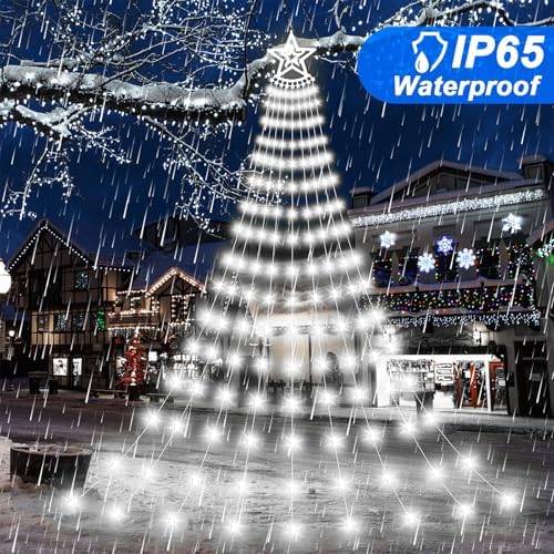 Christmas Star Waterfall Lights, 11.48ft 350LED, Pure White - Image 2