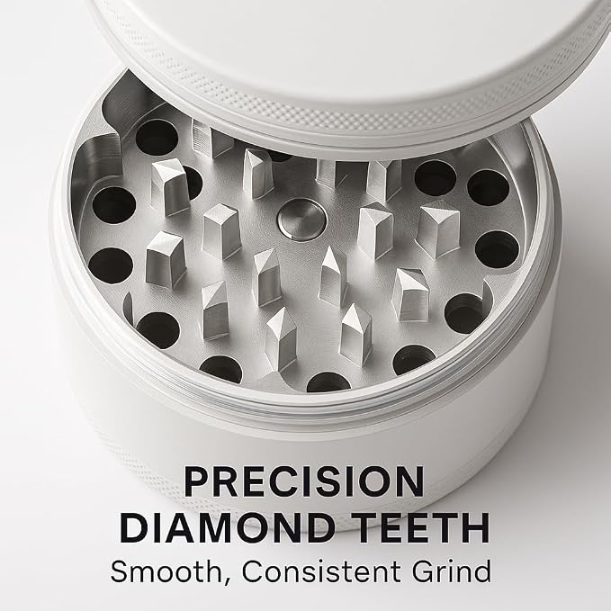 2.5” Matte Spice Crusher for Kitchen & Camping, Heavy Duty Aluminum Herb, Tea & Seeds Crusher, 4-Piece Crusher with Cleaning Scraper, Portable Travel Outdoor