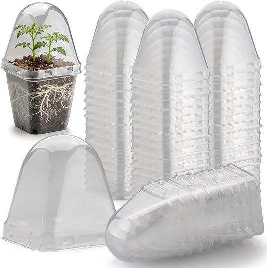 RooTrimmer 120 Pack Clear Humidity Domes, Transparent Seedling Domes Compatible with 2.7 Inch Square Nursery Pots for Seedlings