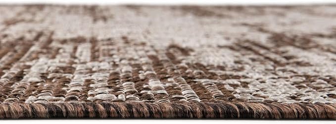 Unique Loom Outdoor Modern Collection Area Rug - Cartago (4' 1" x 6' 1" Rectangle, Brown/ Ivory)