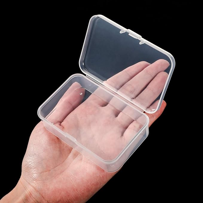 SATINIOR 100 Pcs Clear Plastic Beads Storage Containers Box Small Clear Boxes with Hinged Lid Plastic Arts Case Mini Square Crafts Storage Organizers for Small Items (3.27 x 2.13 x 1.02 Inch)